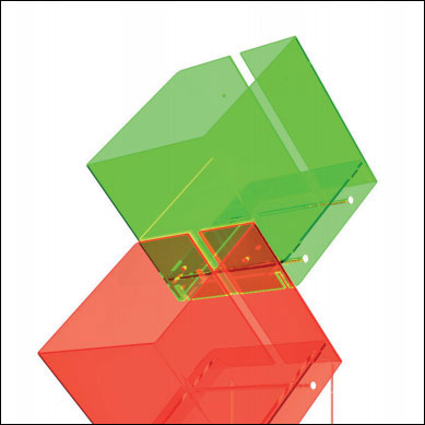 Un esemplare della coloratissima serie di espositori da pavimento Flybox