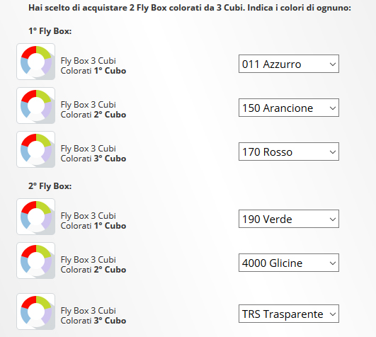 Scelta dei cubi colorati espositore Fly Box